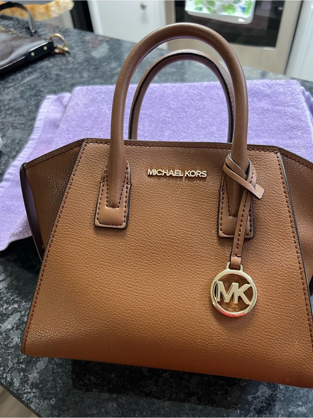Michael Kors Cognac Leather Tote with Gold Hardware